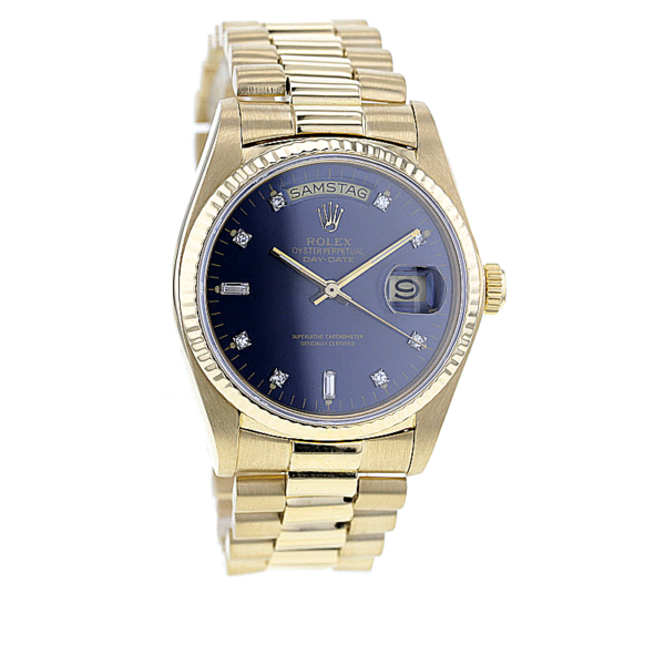Rolex Day-Date Gelbgold 750/- Diam. Zifferblatt, blau – Bild 2