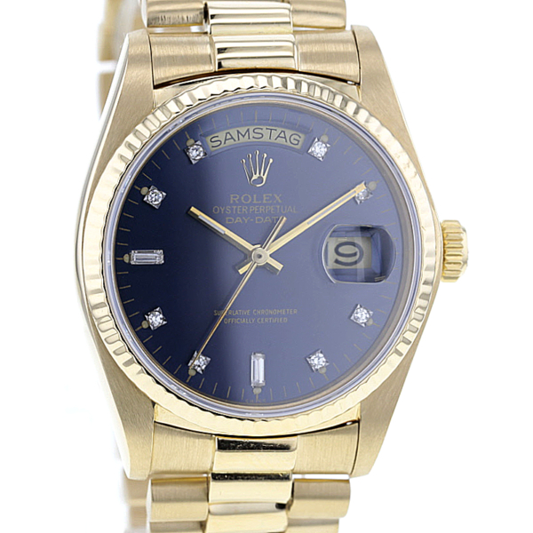 Rolex Day-Date Gelbgold 750/- Diam. Zifferblatt, blau