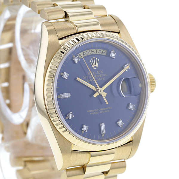 Rolex Day-Date Gelbgold 750/- Diam. Zifferblatt, blau – Bild 3