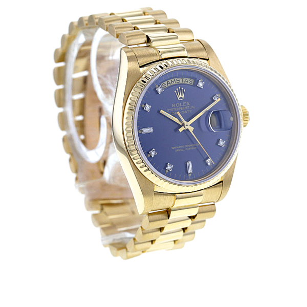 Rolex Day-Date Gelbgold 750/- Diam. Zifferblatt, blau – Bild 5