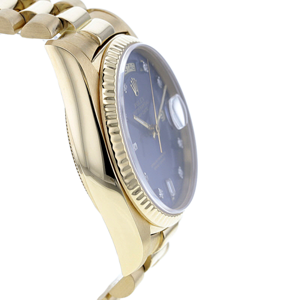 Rolex Day-Date Gelbgold 750/- Diam. Zifferblatt, blau – Bild 4