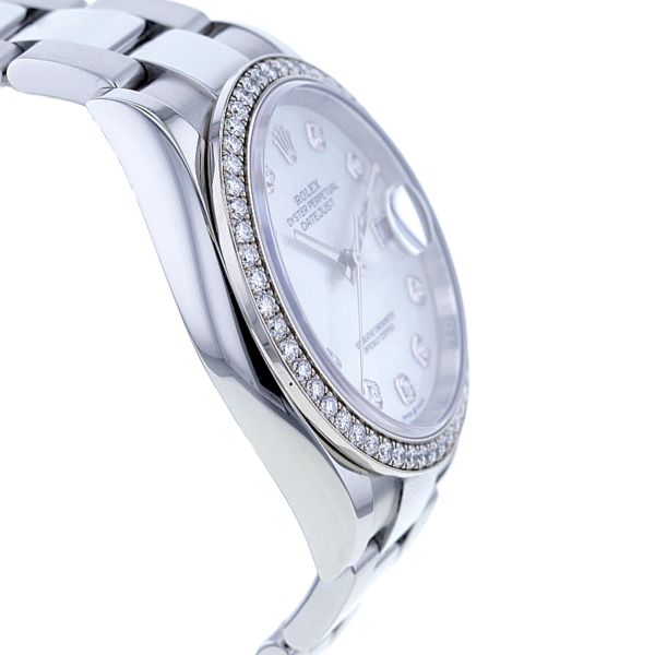 Rolex Datejust 36, Edelstahl, Lünette mit 52 Diamanten, Perlmutt-Blatt – Bild 6