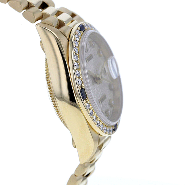 Rolex Lady Datejust 18K. Gold, Saphire, Diamanten, Originalbesatz – Bild 5
