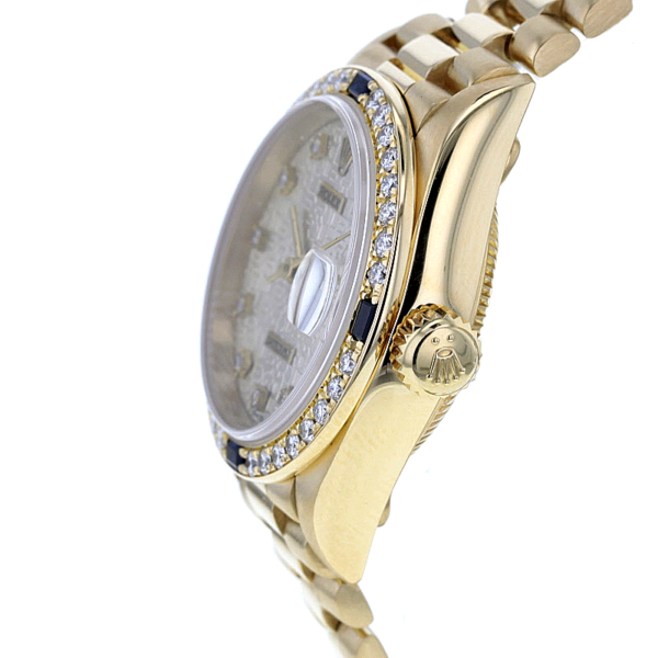 Rolex Lady Datejust 18K. Gold, Saphire, Diamanten, Originalbesatz – Bild 4