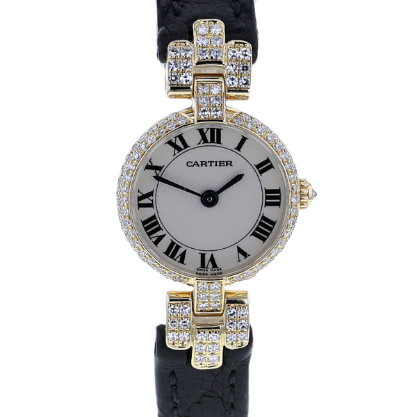 Cartier Damenuhr Rarität Gelbgold 750/- 119 Diamanten