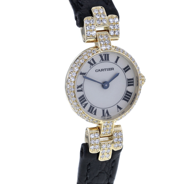 Cartier Damenuhr Rarität Gelbgold 750/- 119 Diamanten – Bild 3