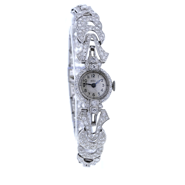 Art Deco Brillantuhr in Platin 950/- Handaufzug – Bild 2