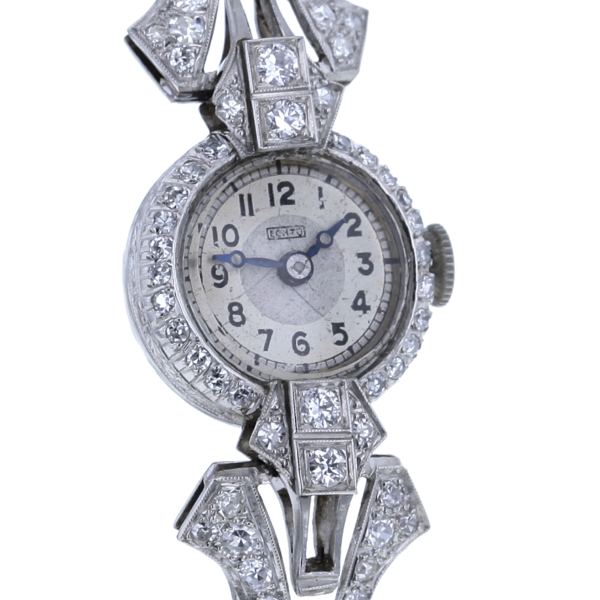 Art Deco Brillantuhr in Platin 950/- Handaufzug – Bild 3