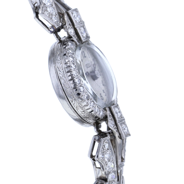 Art Deco Brillantuhr in Platin 950/- Handaufzug – Bild 5