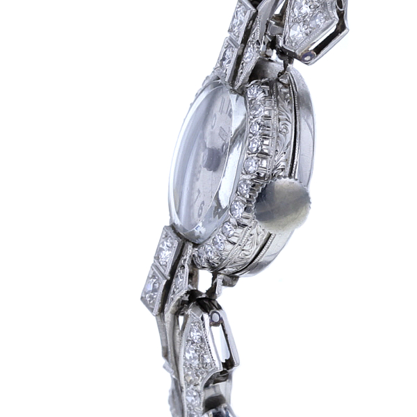 Art Deco Brillantuhr in Platin 950/- Handaufzug – Bild 6
