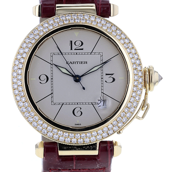 Cartier Pasha 1023 - 38mm Gelbgold 750/- Diamanten