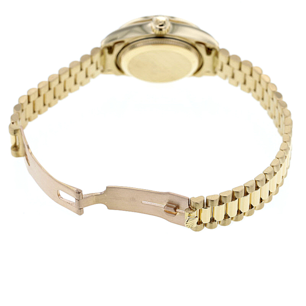 Rolex Lady Datejust 18K. Gold, Rubine, Diamanten, Originalbesatz